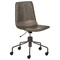 Rivet Industrial Slope Top-Grain Leather Swivel Office Chair