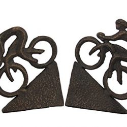 Zeckos Racing Bicyclists Aged Bronze Finish Cast Iron Bookends Set of 2
