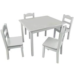 Pidoko Kids Table and Chairs Set Gray - 4 Chairs