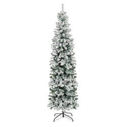 Best Choice Products 7.5ft Snow Flocked Artificial Pencil Christmas