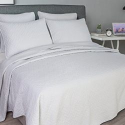 PHF Stone Washed Quilt Coverlet Set 100% Microfiber