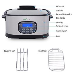 NutriChef Electric Slow Cooker Steamer - Stainless Steel