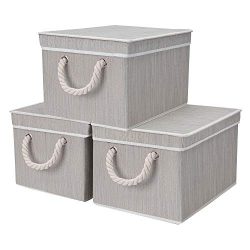 StorageWorks Storage Bins with Lid and Cotton Rope Handles