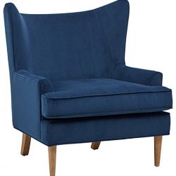 Rivet Chelsea Velvet Wing-Back Accent Chair, Navy