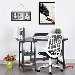 Computer Writing Desk Laptop Table Black Trestle Desk