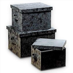 The Tribeca Large Faux Leather Boxes, Set of 3, Decorative