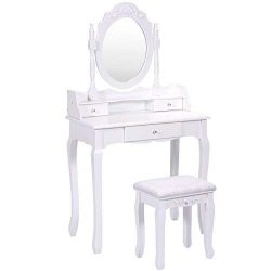 Giantex Vanity Table Set with Mirror and Stool for Bedroom