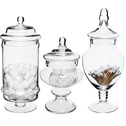 MyGift Set of 3 Deluxe Apothecary Jar Sets/Glass Kitchen
