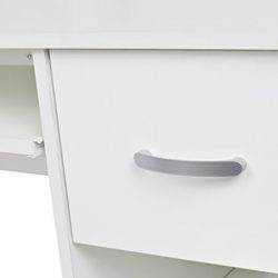 Rockpoint Kora Compact Computer Desk with Adjustable Shelf & Keyboard Tray, Daisy White Finish
