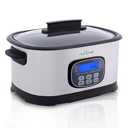 NutriChef Electric Slow Cooker Steamer - Stainless Steel