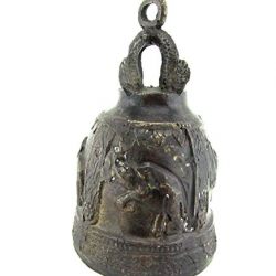 Blue Orchid Bronze Thai Temple Bell Elephant Good Luck