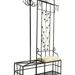 King's Brand Black Finish Metal Hallway Storage Bench