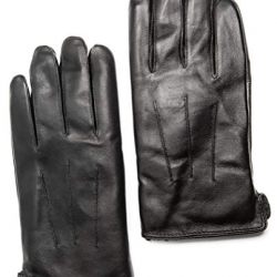 Men's Touchscreen Rabbit Fur Lined Leather Gloves
