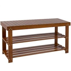 Best Choice Products Brown Bamboo Shoe Bench