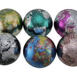 Zeckos Set of 6 Colorful Metallic World Globe Decorative Balls 4 inch