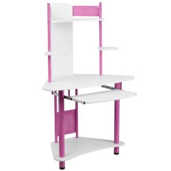 Flash Furniture Pink Corner Computer Desk with Hutch