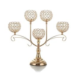 VINCIGANT Gold Crystal Candlesticks for Dining Coffee Table