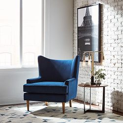 Rivet Chelsea Velvet Wing-Back Accent Chair, Navy