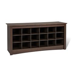 Prepac Shoe Cubbie Bench, 24" x 48" x 16", Espresso
