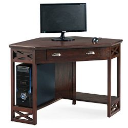 Leick Corner Computer and Writing Desk, Chocolate Oak Finish