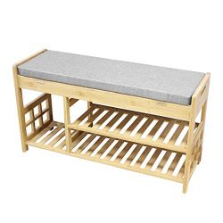 Clevr Natural Bamboo Shoe Storage Rack Bench