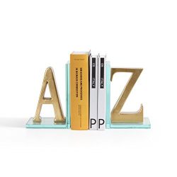Danya B.Modern Bookshelf Décor - Gold A to Z Glass