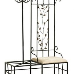 King's Brand Black Finish Metal Hallway Storage Bench