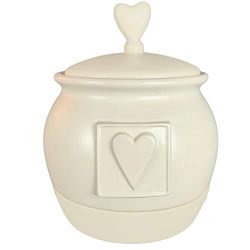 Heart Embossed Ceramic Decorative Canister with Lid