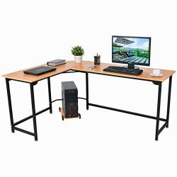 TANGKULA Computer Desk L-Shaped Corner Writing Table