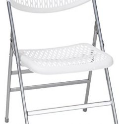 COSCO Commercial Resin Mesh Folding Chair, White, 4-pack
