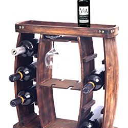 Vintiquewise Rustic Wooden Rack with Glass Holder