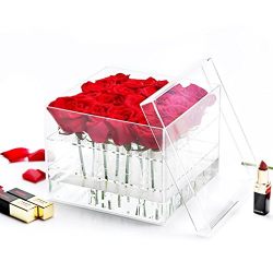 Seasonrush Clear Acrylic Flower Box Water Holder Rose Vase