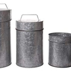 Red Co. Set of 3 Galvanized Metal Canisters with Handle