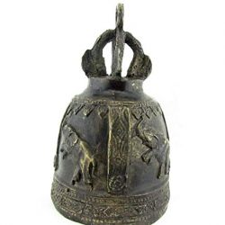 Blue Orchid Bronze Thai Temple Bell Elephant Good Luck