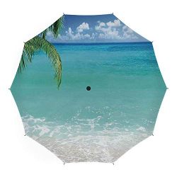 Travel Umbrella,Ocean Decor,Auto Open Close Umbrella 45 Inch