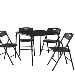 Cosco 5-Piece Folding Table and Chair Set, Black