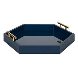 Kate and Laurel Lipton Decorative Tray, 18 x 18, Navy Blue
