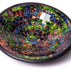 Glass Mosaic Round Accent Plate Platter Decorative