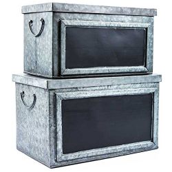 Pam's Glam Set of Two Rustic Galvanized Tin Boxes