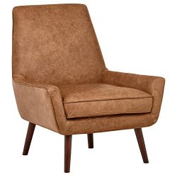 Rivet Jamie Mid-Century Leather Low Arm Accent Chair