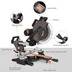 Sliding Miter Saw, Tacklife 12inch, 15Amp Double-Bevel