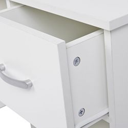 Rockpoint Kora Compact Computer Desk with Adjustable Shelf & Keyboard Tray, Daisy White Finish