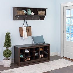 Prepac Shoe Cubbie Bench, 24" x 48" x 16", Espresso