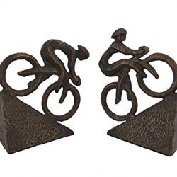 Zeckos Racing Bicyclists Aged Bronze Finish Cast Iron Bookends Set of 2