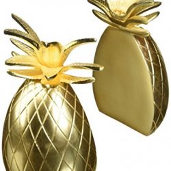 8 Oak Lane Finish Pineapple Bookends Set of 2 8.5" x 4, Gold