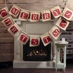 NUOLUX Merry Christmas Jute Burlap Banners