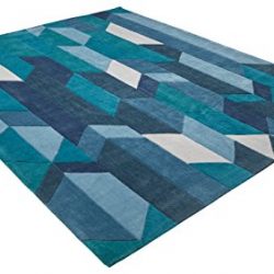Rivet Geometric Color Blocking Rug, 4' x 6', Blue