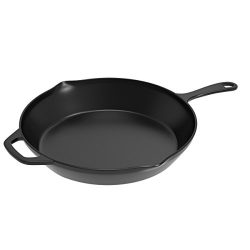 Home-Complete SYNCHKG092261 HC-5002 Pre-Seasoned Cast Iron Skillet-12 inch for Home, Camping, Indoor and Outdoor Cooking, Frying, Searing and Baking, 12 inch, Black