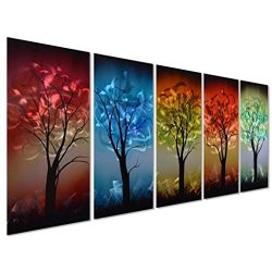 Pure Art From Dusk til Dawn Multi-Colored Tree Metal Wall Art