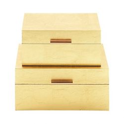 Deco Wood Gold Box Set of 2